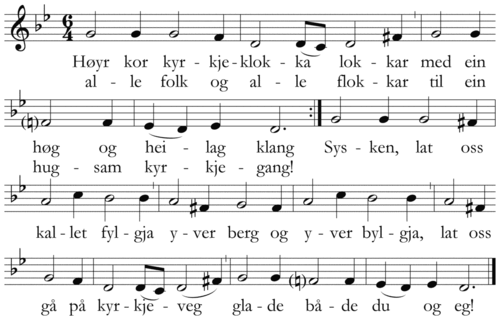 Høyr kor kyrkjeklokka lokkar